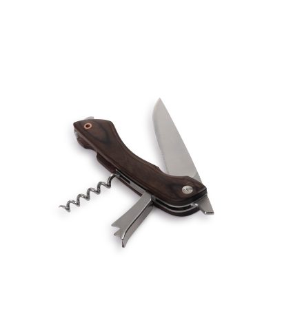 Couteau de poche multi-usage ouvert avec tire-bouchon