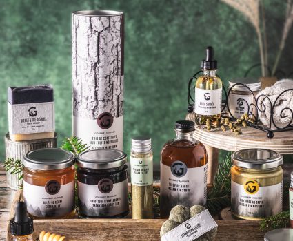 Produits forestiers comestibles sur table en bois