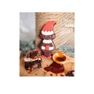 Figurine en chocolat de Noël sur planche en bois